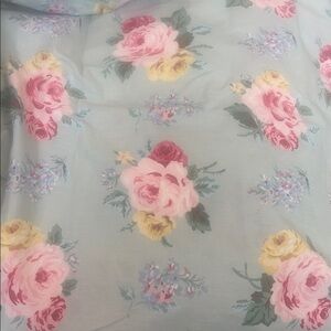 Ralph Lauren Cottage Lane FLAT Sheet Floral Roses Vintage Blue Label USA Twin